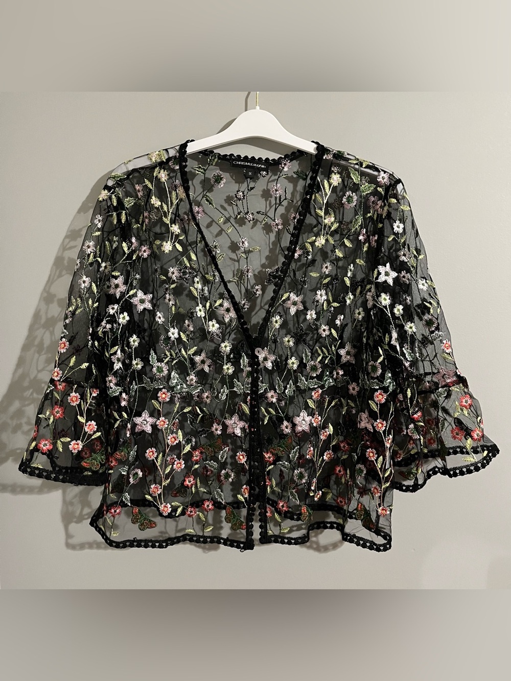 Chris McLaughlin Black Sheer Mesh Cardigan